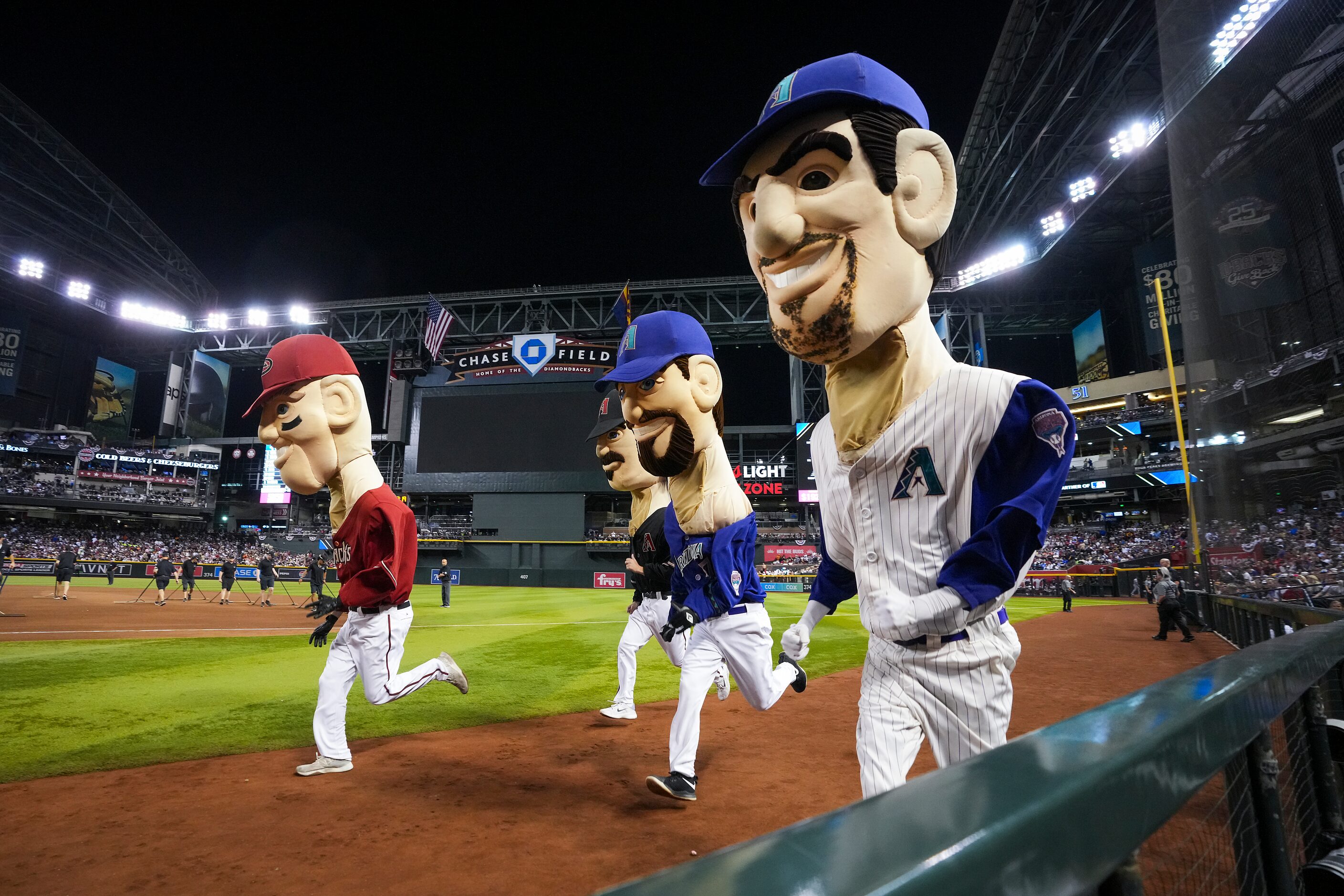 Likenesses of former Arizona Diamondbacks players Mark Grace, Matt Williams, Randy Johnson...