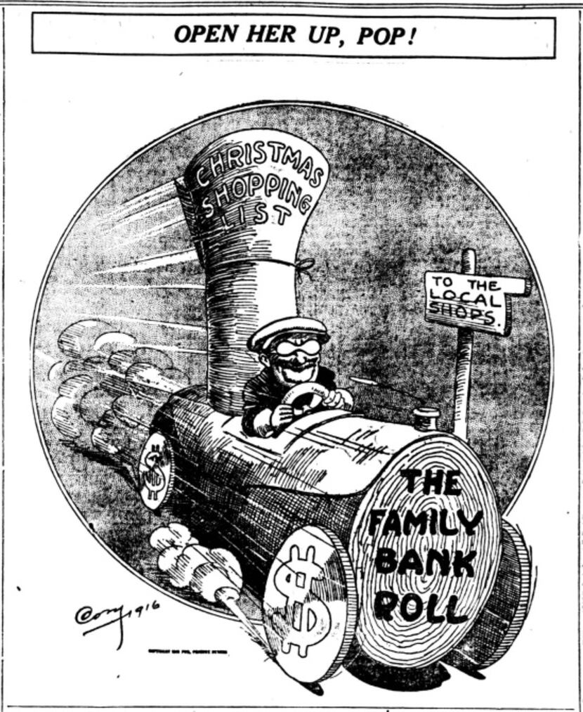 Merchants were on a roll with early shopping by the time a cartoon ran in the 1916...
