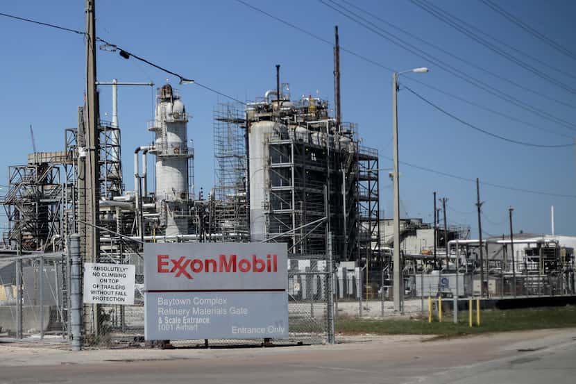 This March 20, 2018 photo shows Exxon Mobil Corp.'s Olefins Plant in Baytown, Texas. Two...