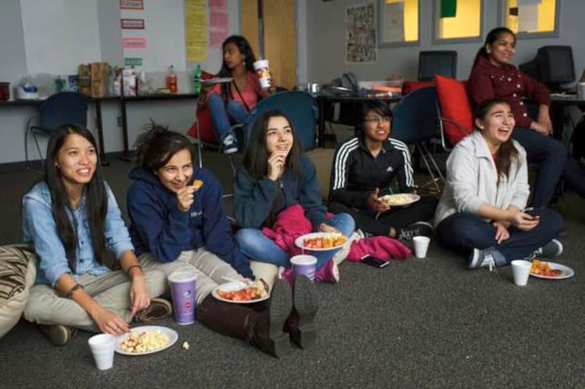 
Lesly (third from right) joined other members of the Girls of Technology club at Singley...