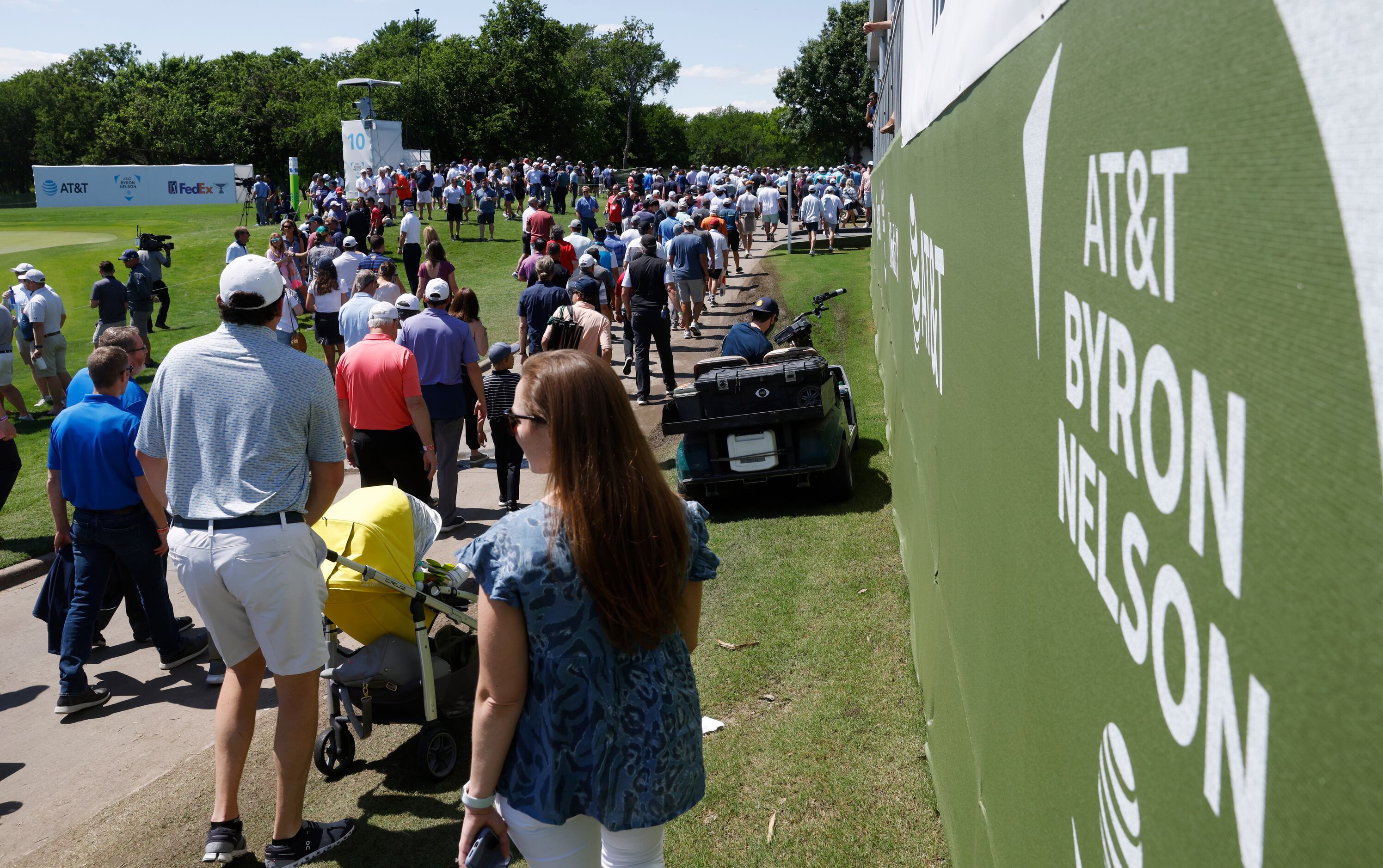 Fans make their way around the course during round 1 of the AT&T Byron Nelson  at TPC Craig...