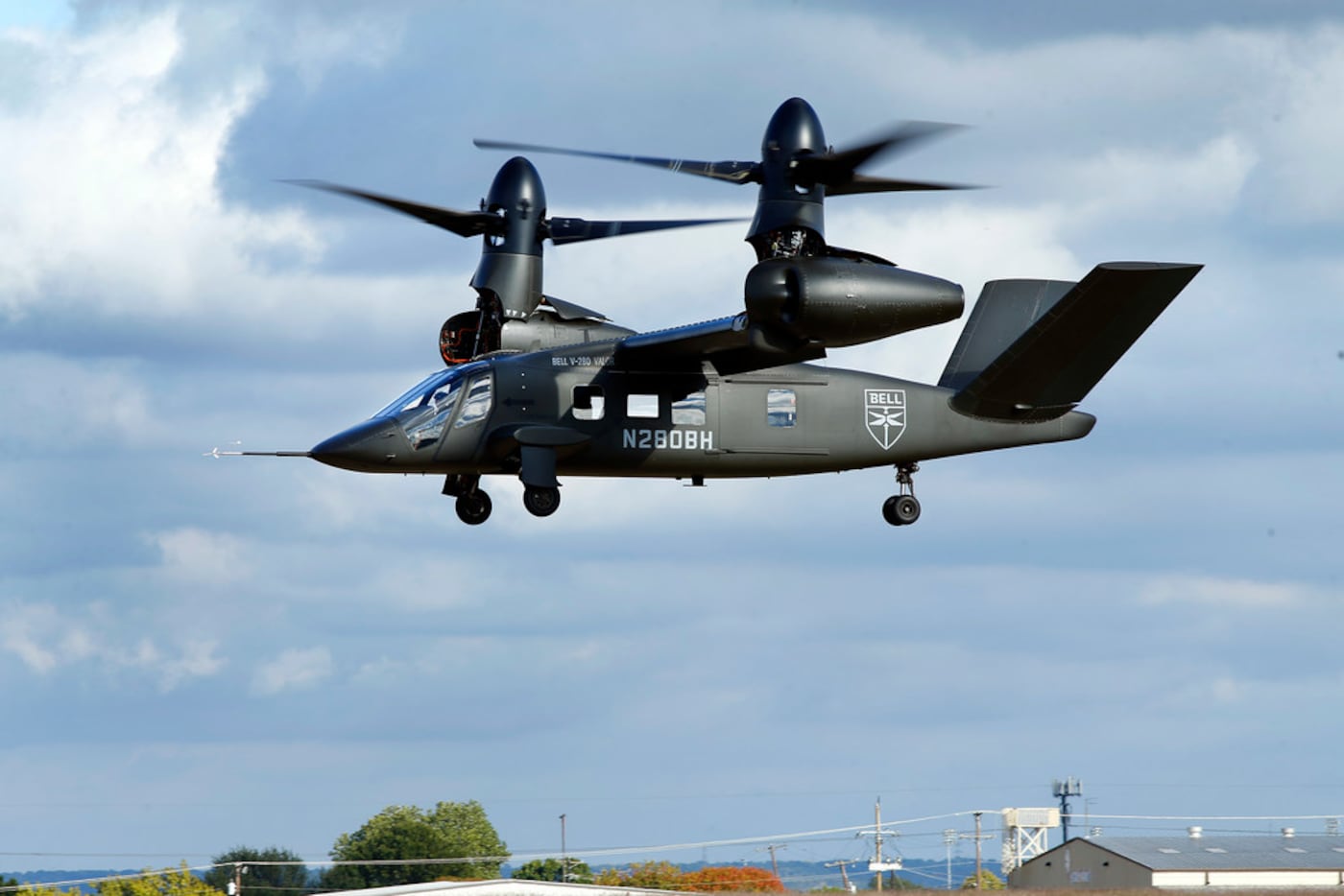 Pilots demonstrated the capabilities of the V-280 Valor tilt-rotor aircraft Thursday at the...