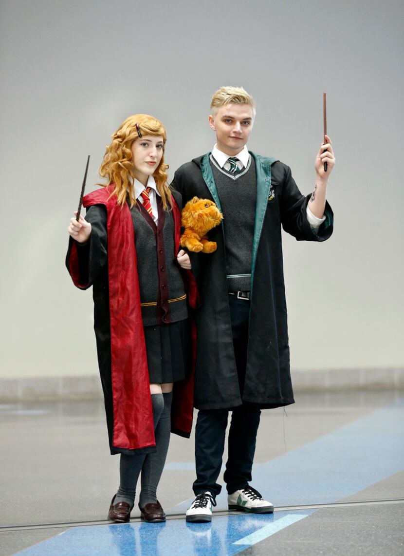 Austin Harry Potter fans Sophie Durre (left), dressed as Hermione Granger, and her boyfriend...