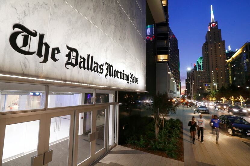 The exterior of the newly completed Dallas Morning News building in the old Dallas Public...