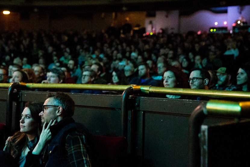 Attendees watch as Jeff Tweedy performs at the Majestic Theatre in Dallas on Sunday, March...