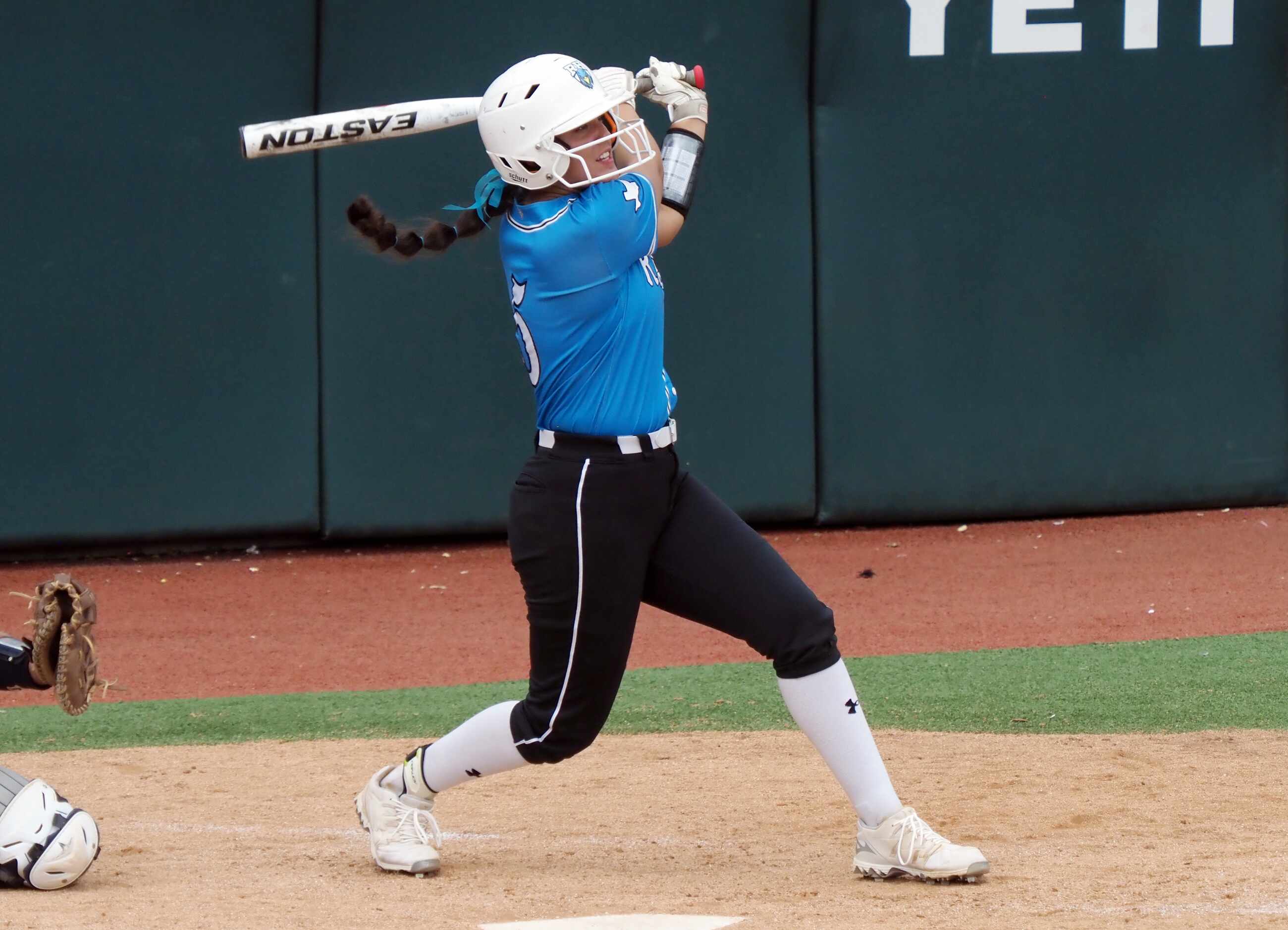 Prosper Rock Hill batter Katerina Luna hits a sacrifice fly in the 6th inning against...