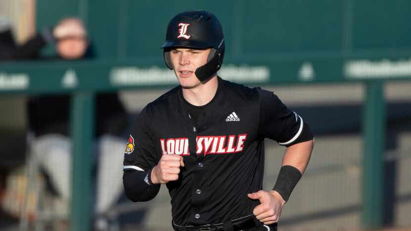 Louisville's Henry Davis (32) runs the bases during an NCAA baseball game on Friday, March...