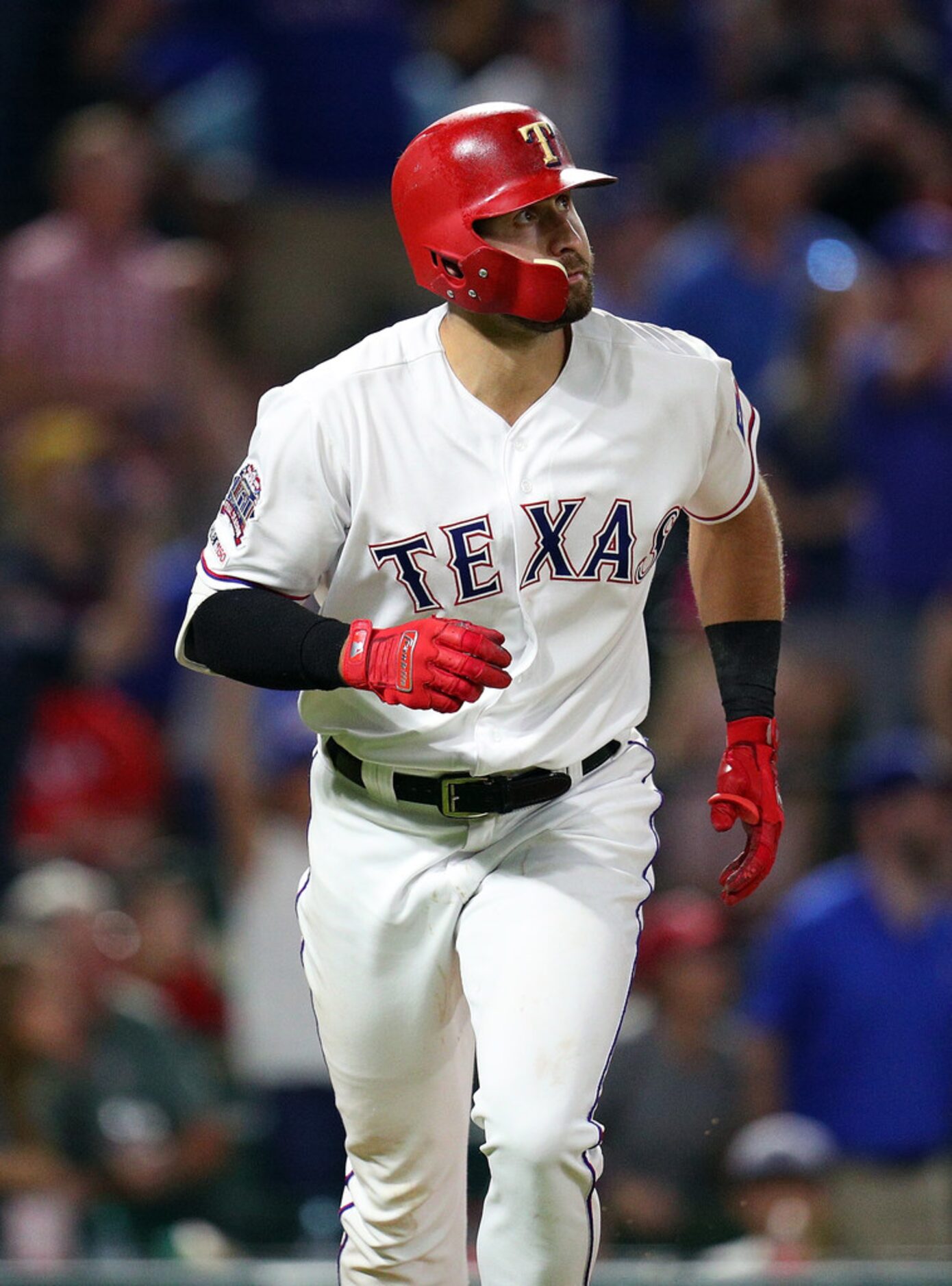 ARLINGTON, TEXAS - MAY 31: Joey Gallo #13 of the Texas Rangers runs the bases after  grand...