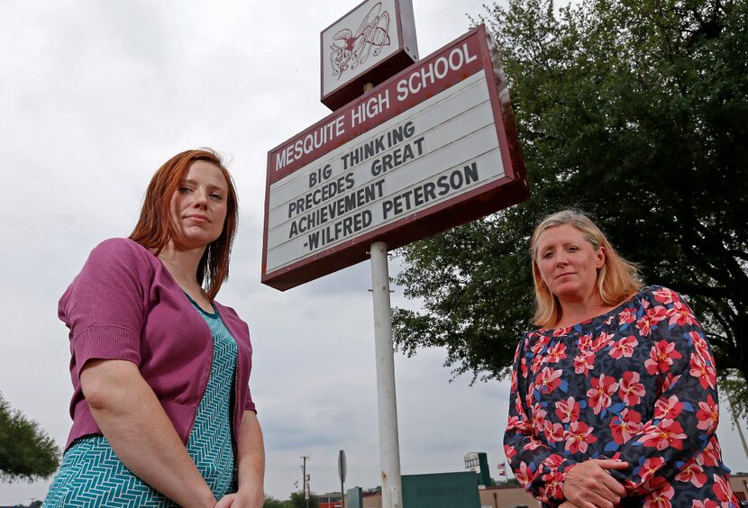 Mesquite Independent School District's director of counselors Kem Edwards (right) and...