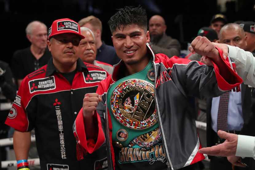 FRISCO, TEXAS - FEBRUARY 29: Mikey Garcia celebrates after defeating Jessie Vargas in a...