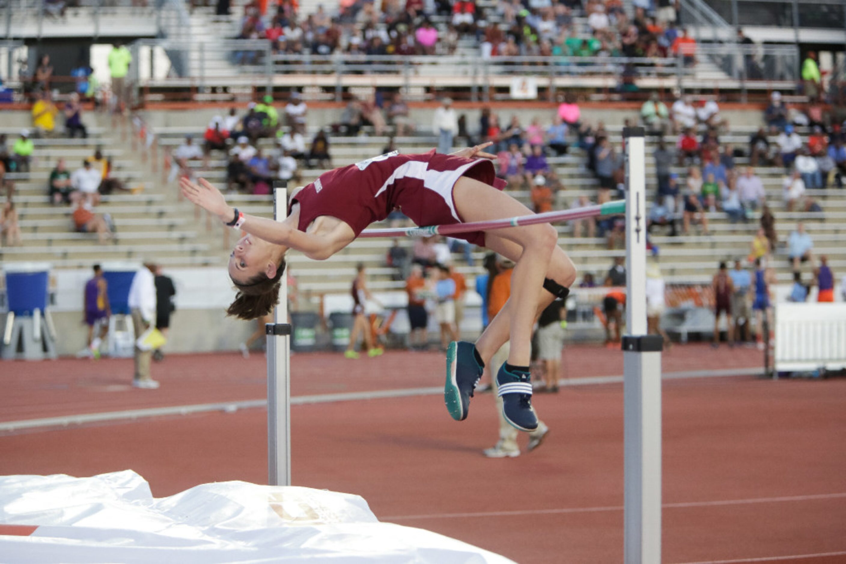 Ennis junior Katherine Stuckly competes in the girls high jump during the 2017 Texas Relays...