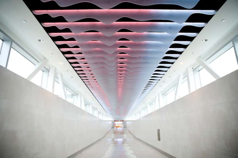 The walkway leading to Dallas Love Field Airport's new Parking Garage C.