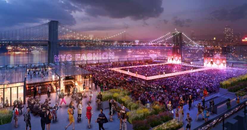 Rendering of a rooftop event space planned for the new Pier 17 building, currently under...
