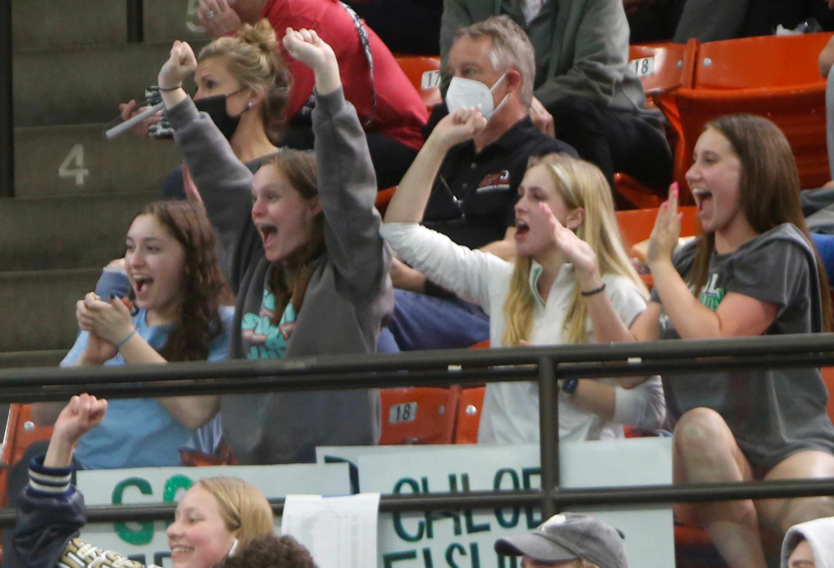 Southlake Carroll fans react to Hailey Heldenbrand's first place finish in her heat of the...