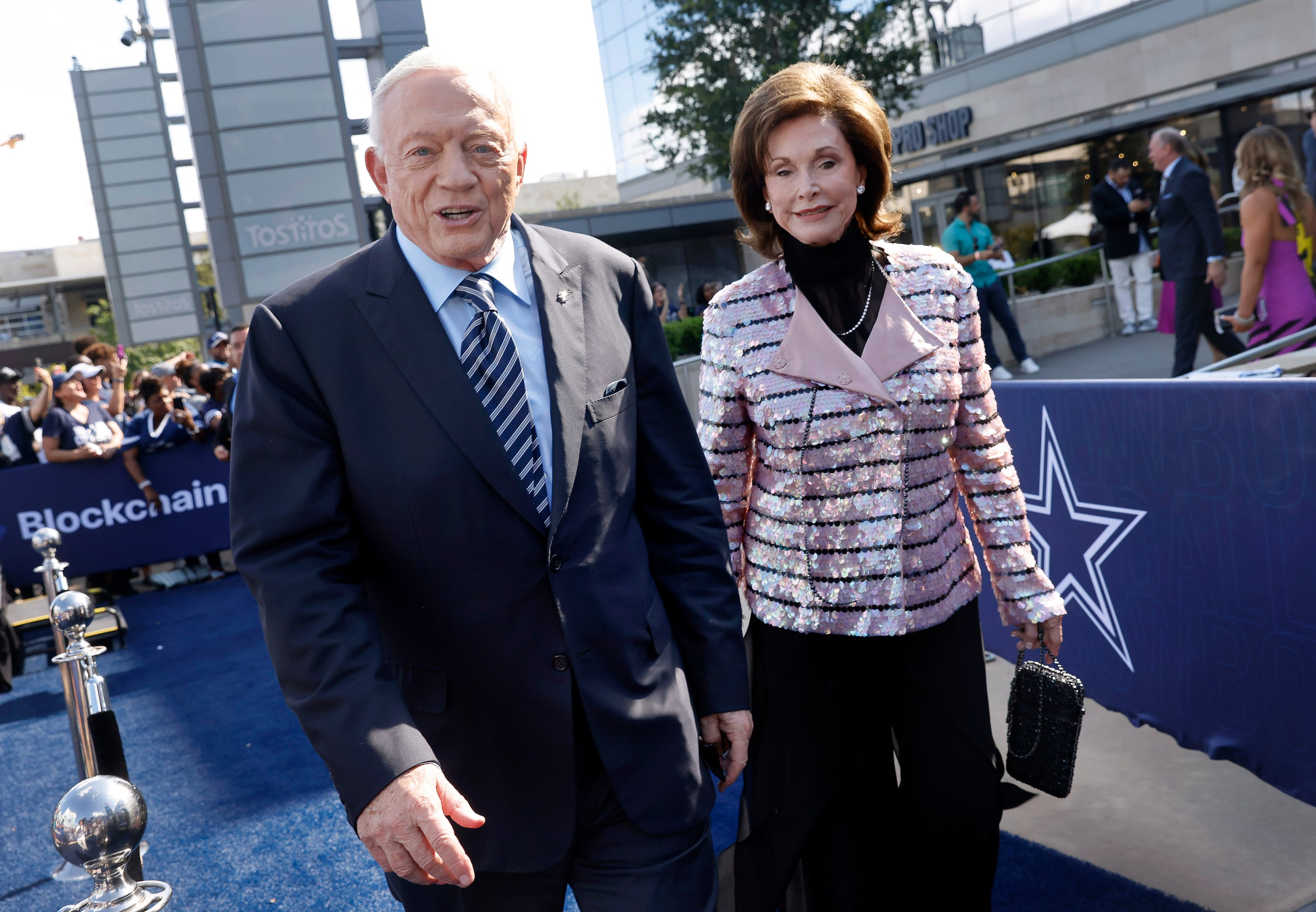 Dallas Cowboys owner  Jerry Jones and his wife Gene arrive to the Dallas Cowboys Season...