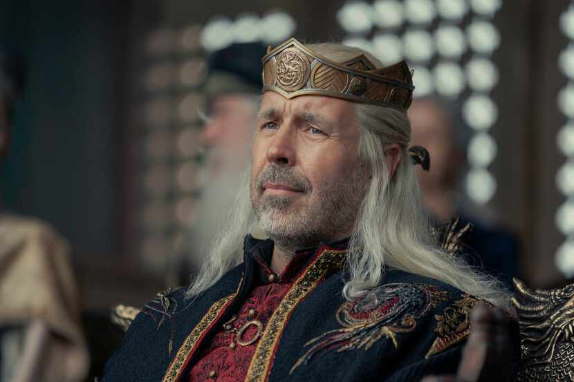 This image released by HBO Max shows Paddy Considine as King Viserys Targaryen in a scene...
