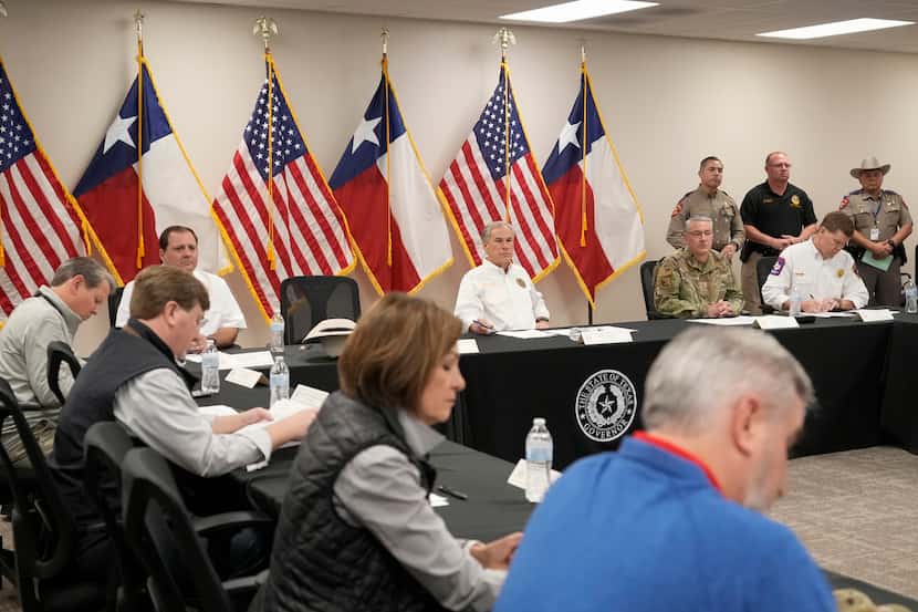 Texas Gov. Greg Abbott and several of America's Governors attend a briefing about the border...