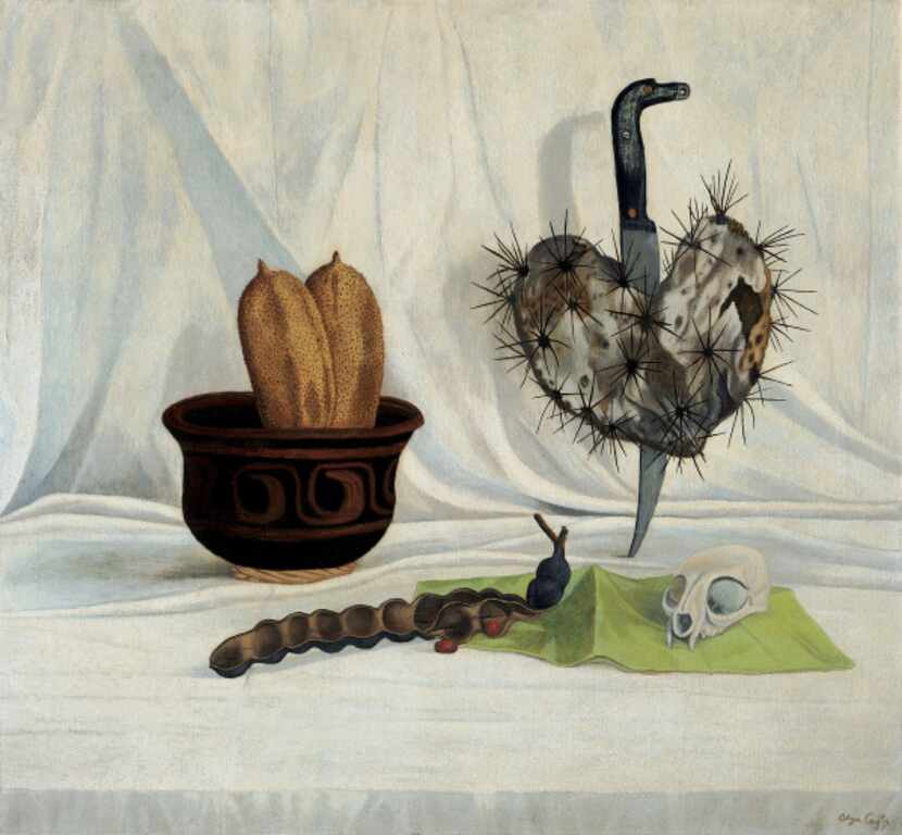 Selfish Heart, 1950 by Olga Costa
Oil on canvas.
 26-­-3/8 x 28-­-3/4 in. 
Collection of...
