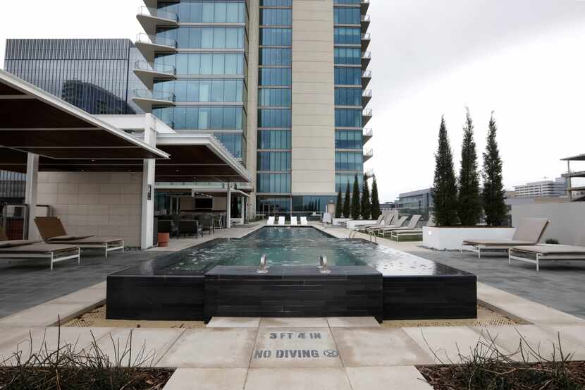 The pool area at Windrose Tower in Plano.