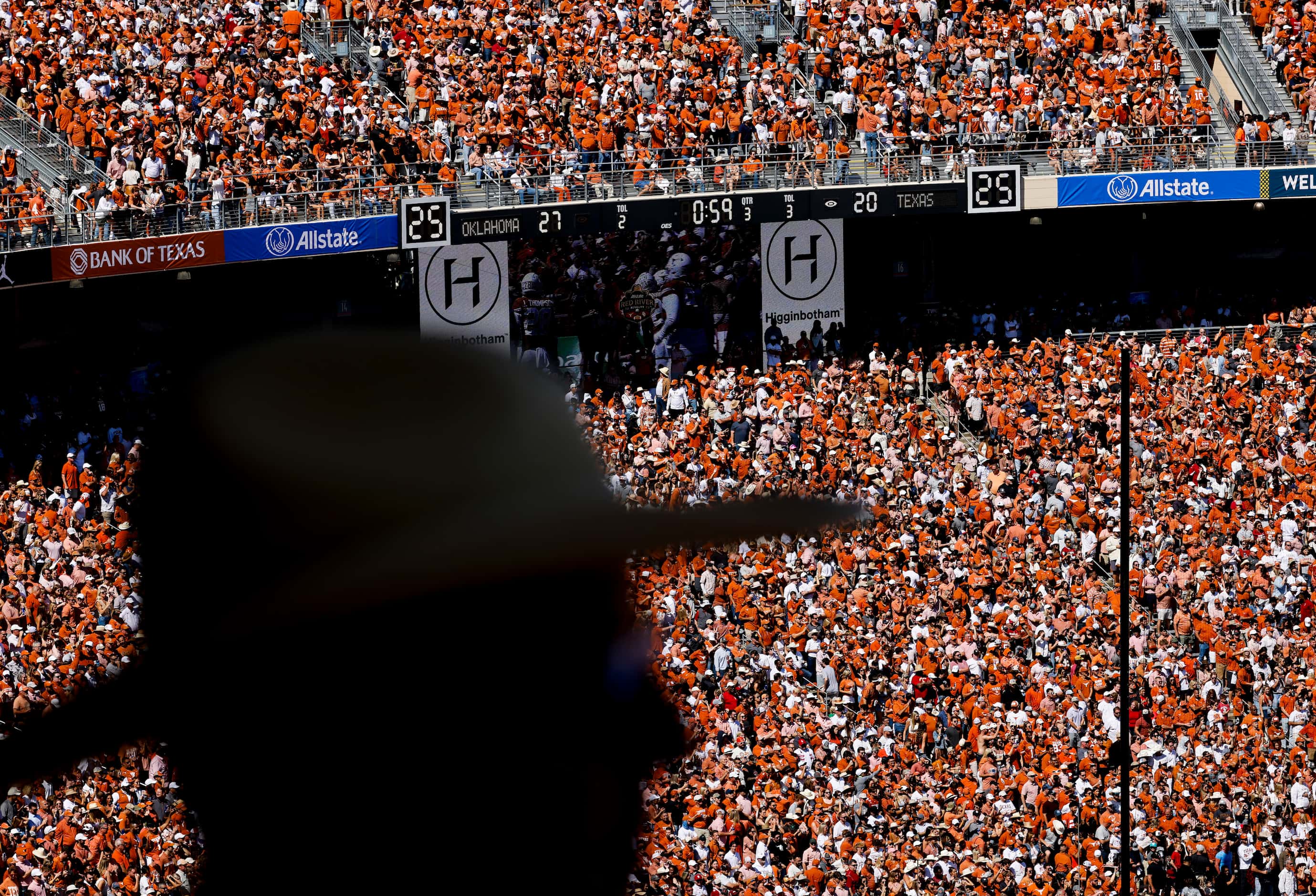 Texas fans gather ahead of the Red River Rivalry at the Cotton Bowl, on Saturday, Oct. 7,...