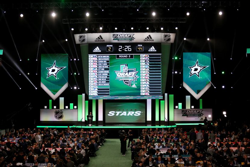 Dallas Stars work before picking Albin Eriksson with the 44th pick from the SHL during day...