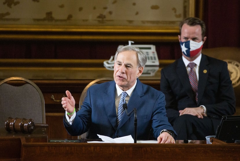 Texas Gov. Greg Abbott addressed state representatives during the House opening ceremony for...