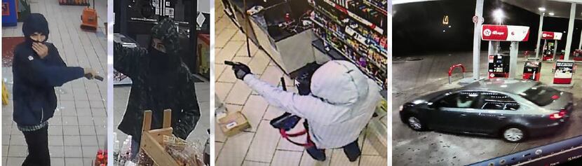 Dallas police are looking for three people suspected of robbing gas stations around Dallas...