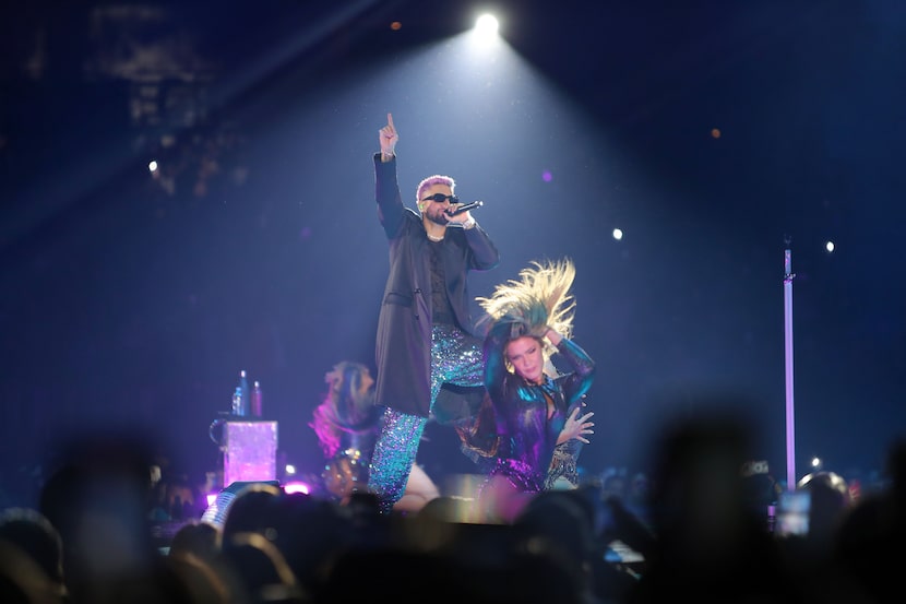 DALLAS, TX - OCTOBER 14: Colombian singer Maluma performs on stage during "Papi Juancho Tour...