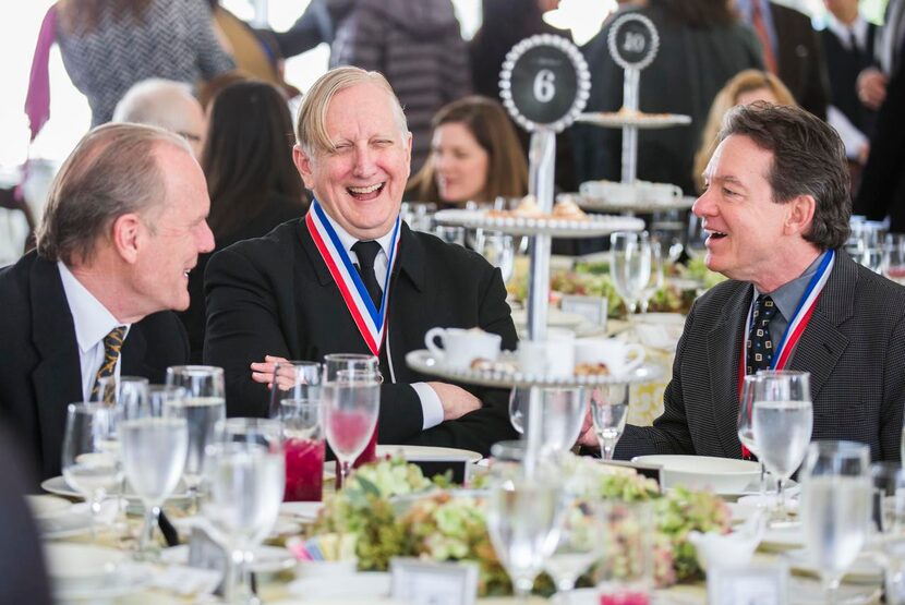 
Texas Medal of the Arts Award honorees T Bone Burnett, musician, center, and Lawrence...