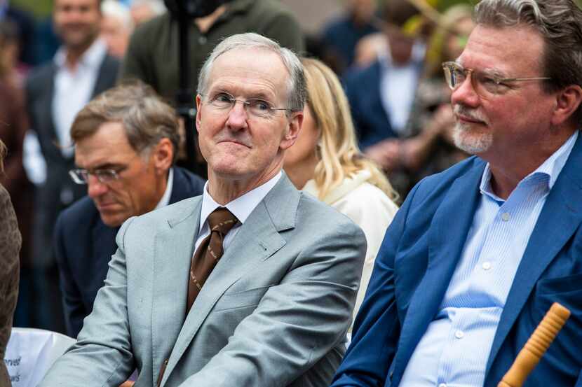 Robert W. Decherd, chairman of Parks for Downtown Dallas and CEO of A.H. Belo (left) and Dan...