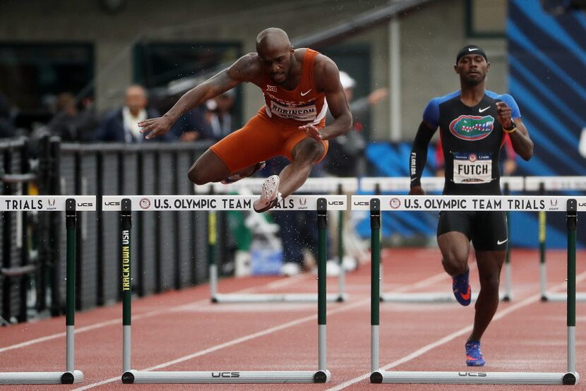 EUGENE, OR - JULY 08:  Byron Robinson competes in the Men's 400 Meter Hurdles Semi-Final...