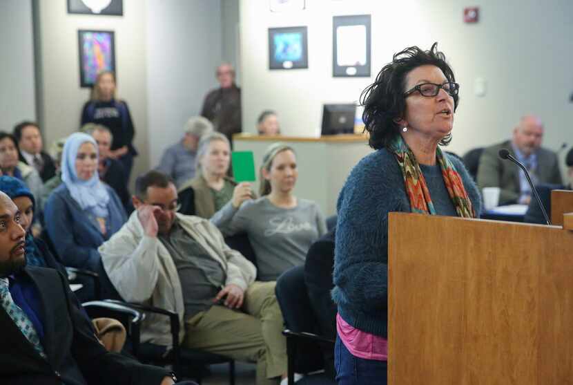 Elisa Swartz, a former McKinney ISD parent and employee, was among those who spoke at the...