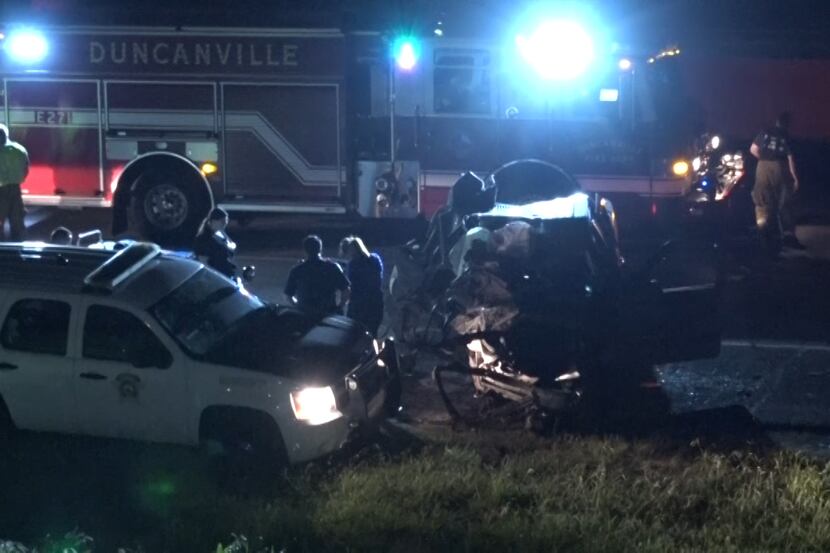 Authorities responded to a crash in Duncanville about 3 a.m. Tuesday in which one person...