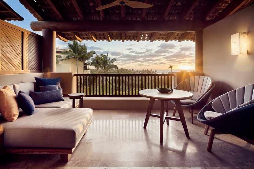 The redesigned guest rooms at the Four Seasons Resort at Punta Mita feature balconies with...