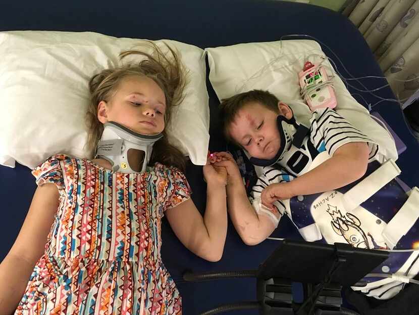 Angela, 8, and Zachary, 5, are reunited for the first time after surviving a fatal crash...