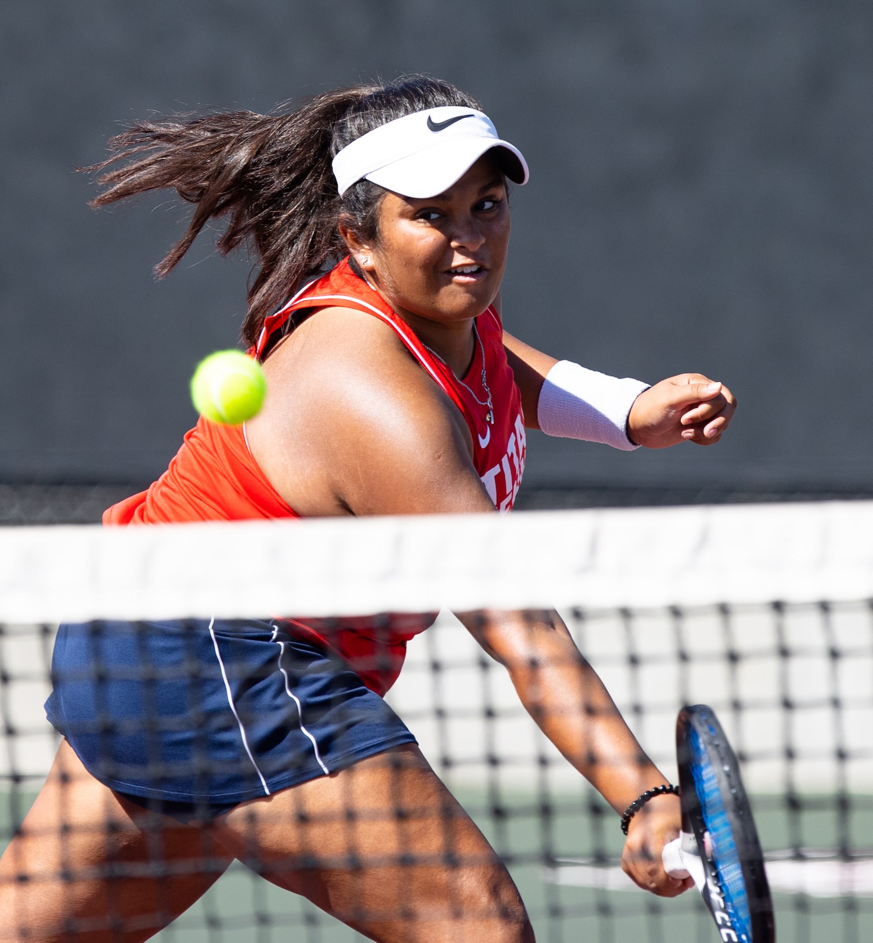 Frisco Centennial’s Aashikha Basappa returns a shot during a mixed doubles match with...