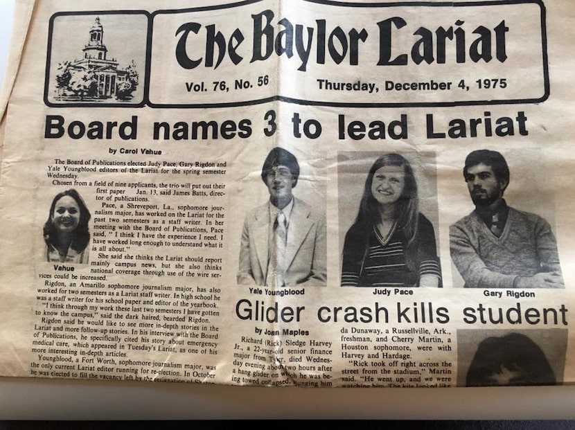 That's Gary on the right. Working on the staff of the Baylor University Lariat united a...