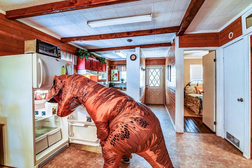 If only a T. rex could actually reach to the back of the fridge. Nonetheless, a T. rex has...