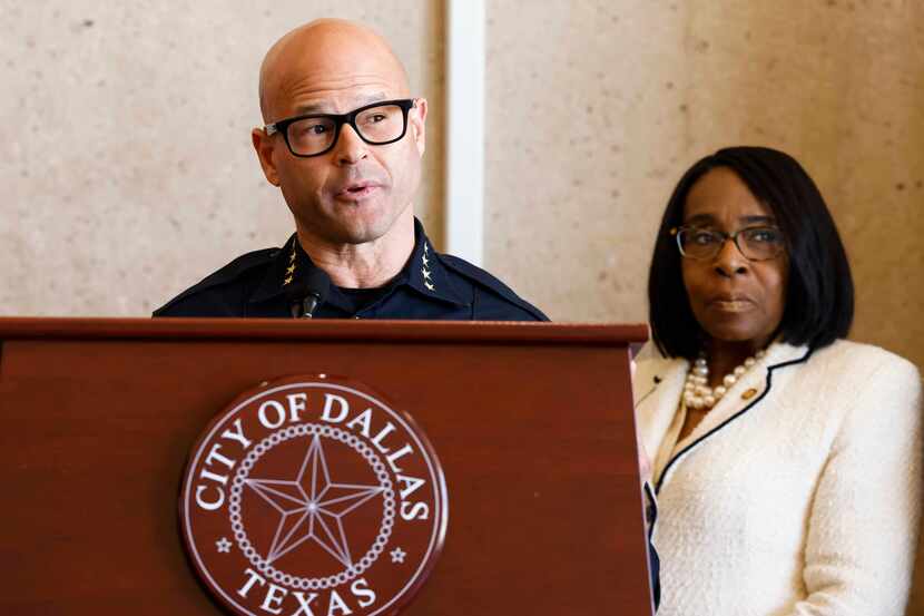 Dallas police Chief Eddie García speaks as Dallas City Council District 4 council member...