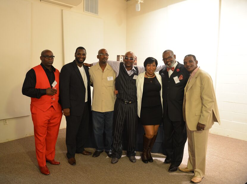 Johnnie Lindsey, far right, stands next to Billy Smith and Joyce King. Others pictured, from...