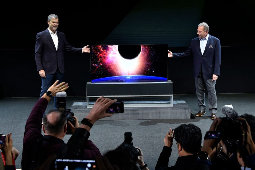 LG Electronics USA Senior Director of Home Entertainment Product Marketing Tim Alessi (left)...