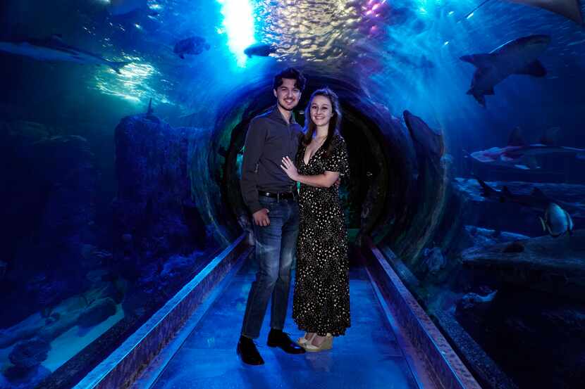 Berkan and Allyson Dincer at Grapevine Sea Life Aquarium at Grapevine Mills.