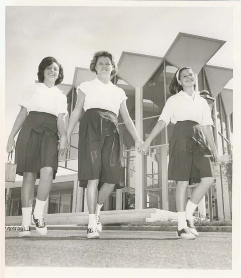In 1962, Hockaday moved to its final location on Welch Road. Girls stand in front of the...