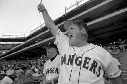 Zonk Lanzillo, right, with James  Chilton, left, during the opening game at The Ballpark in...