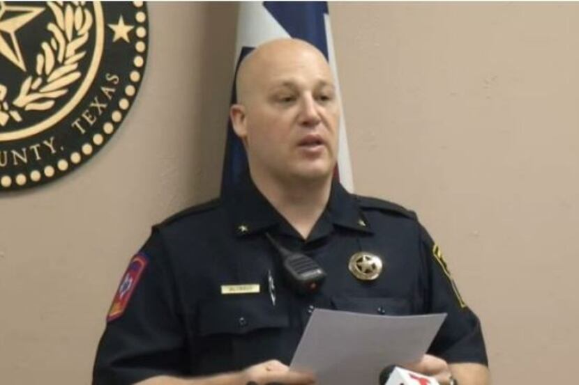  Dalworthington Gardens Deputy Police Chief Aaron Ausmus gives an update on the...
