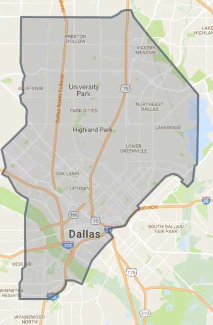 A screenshot of Favor's Dallas delivery area, via their website.