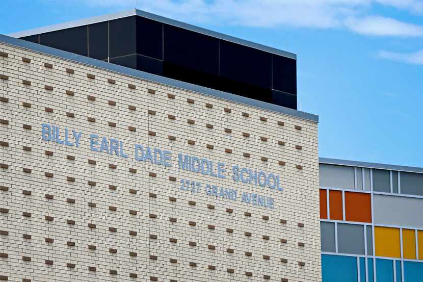 An exterior shot of Billy Earl Dade Middle School in Dallas, Tuesday, Aug. 15, 2017. 