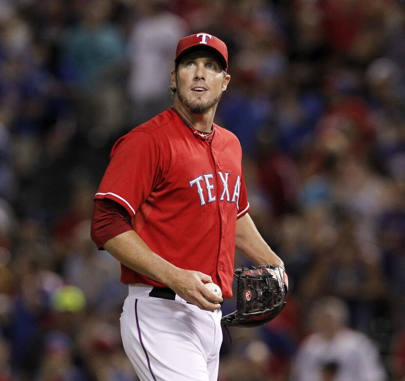 Texas Rangers relief pitcher Joe Nathan (36) in the 9th inning of MLB Baseball action...
