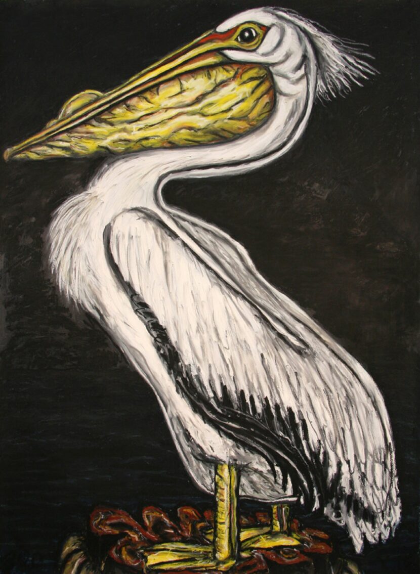 Frank X. Tolbert2 , White Pelican, 2015, Oilstick on paper, 60" x 44"