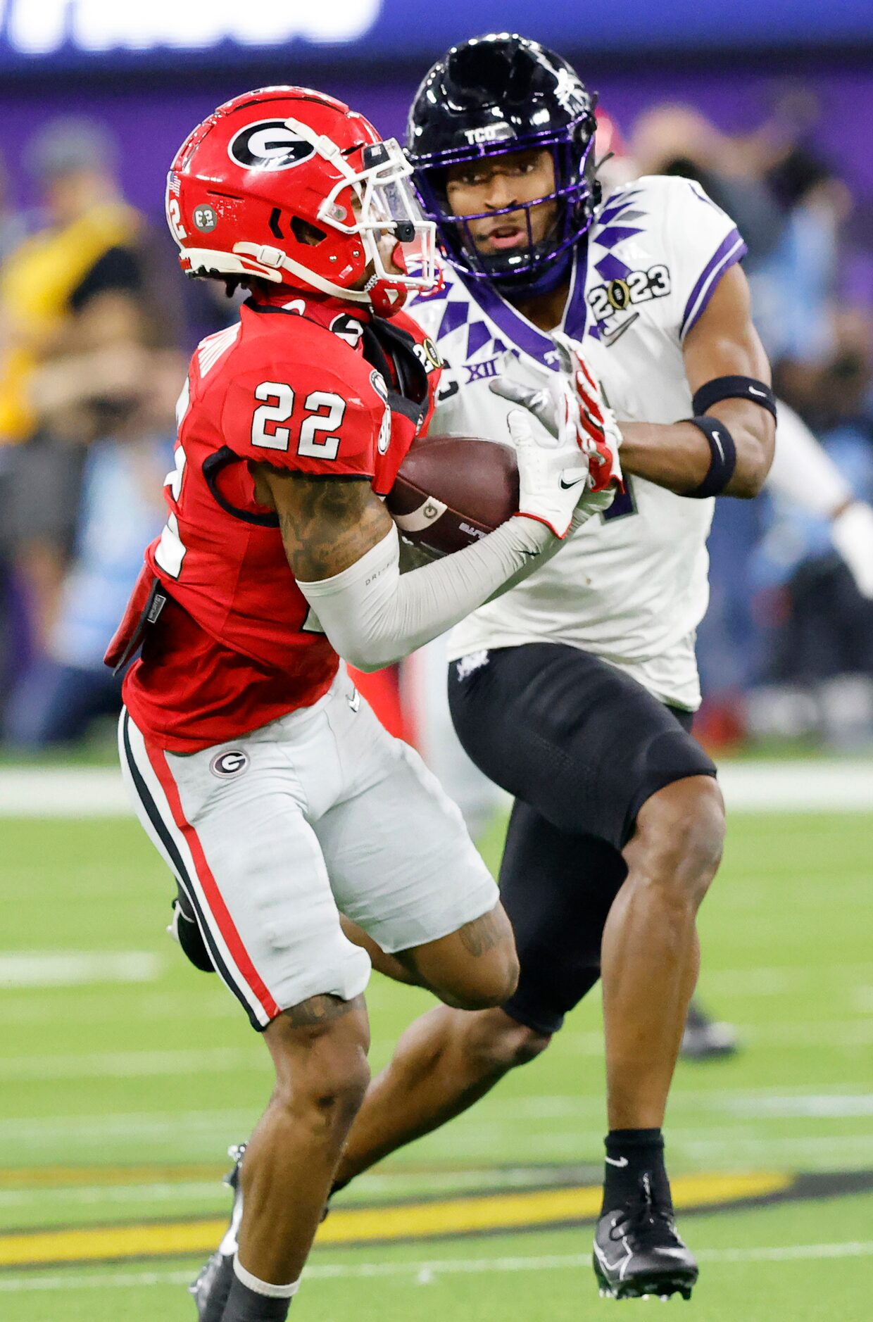 Georgia Bulldogs defensive back Javon Bullard (22) pulls in a second quarter interception in...